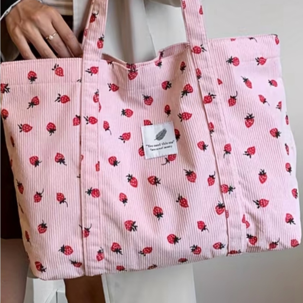 Pink Strawberry Tote Bag